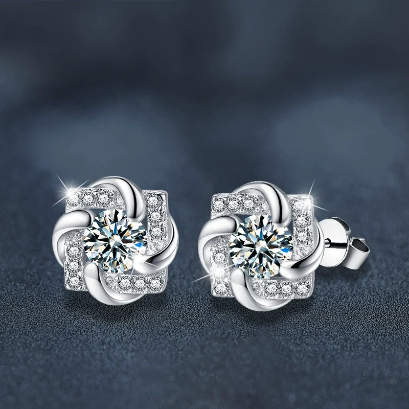 Wholesale Geometric Moissanite S925 Sterling Silver Windmill Earrings For Women - Image 2
