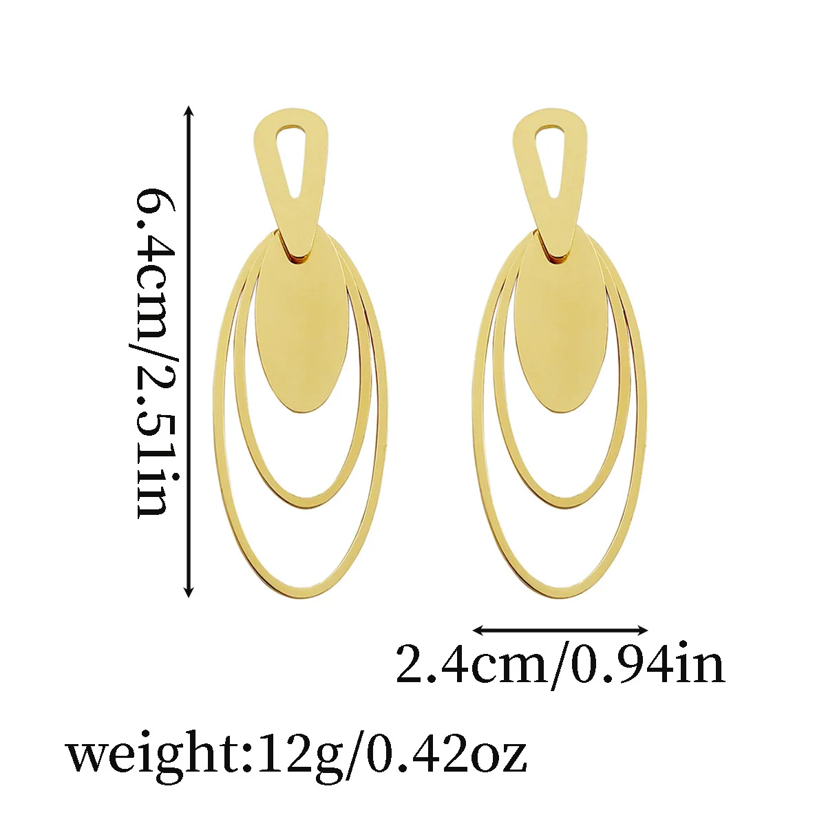 Wholesale Geometric Oval Hoop Stainless Steel 18K Goldplated Women's Casual Earrings - Image 4