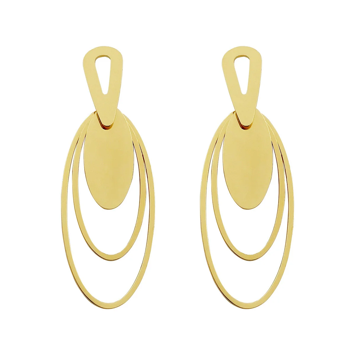 Wholesale Geometric Oval Hoop Stainless Steel 18K Goldplated Women's Casual Earrings - Image 5