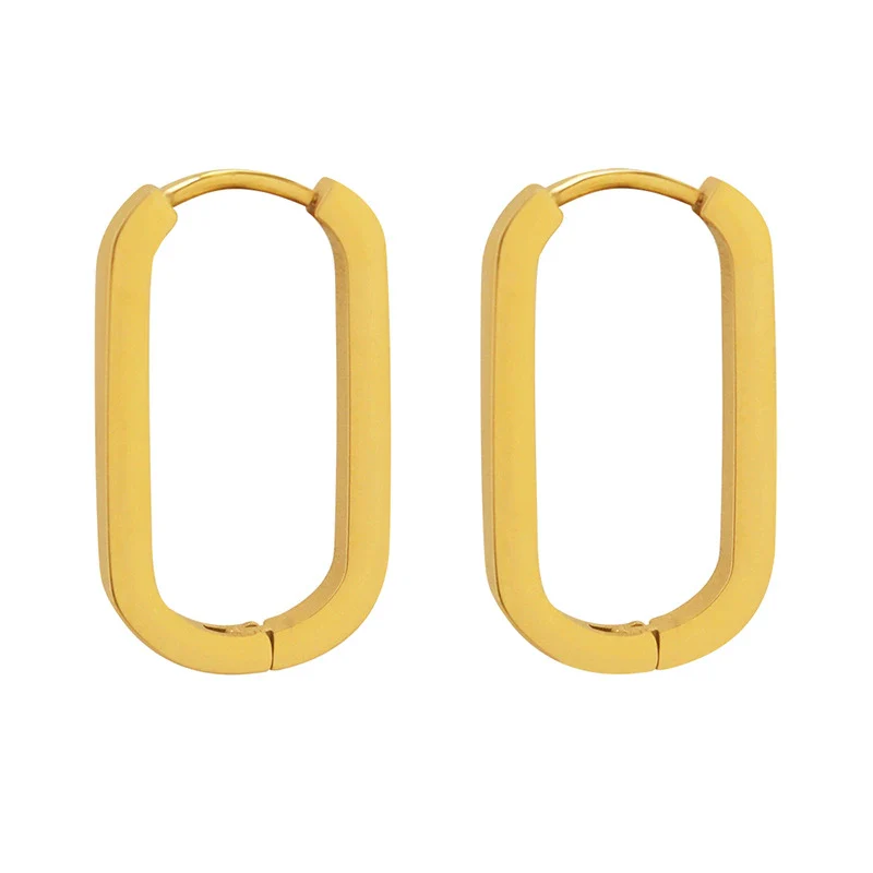 Wholesale Geometric Oval Rectangular 316L Stainless Steel Gold Plated Earrings Jewelry - Image 5