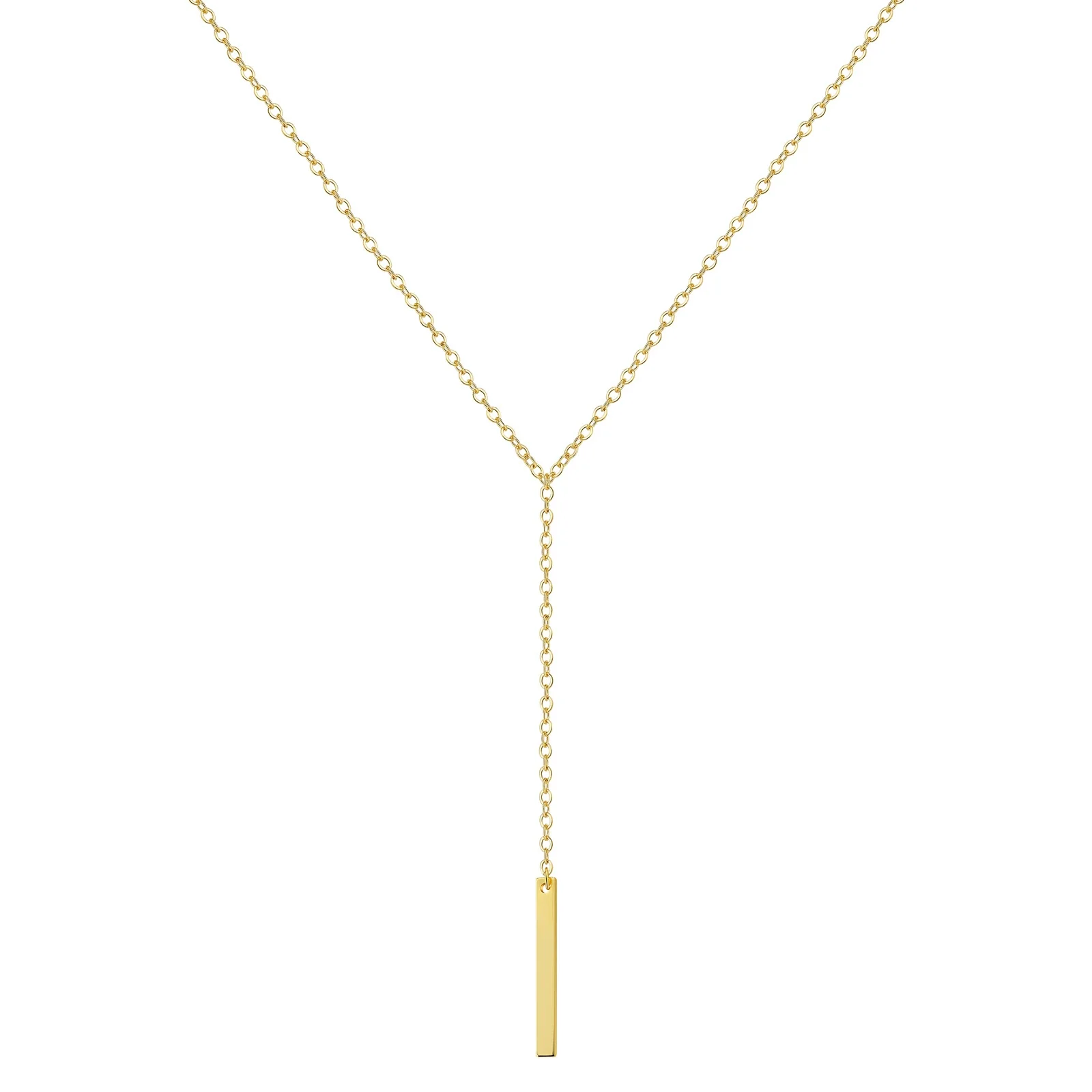 Wholesale Geometric Rectangular Pendant Necklace Copper Plated With Real Gold Tassel Long Strip Fashion Women's Clavicle Chain - Image 5