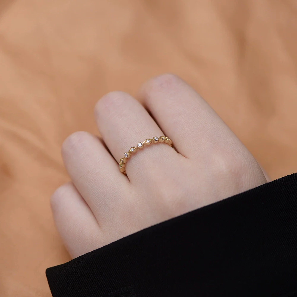 Wholesale Geometric Rhombus Diamond Stacking Ring For Women S925 Sterling Silver - Image 4