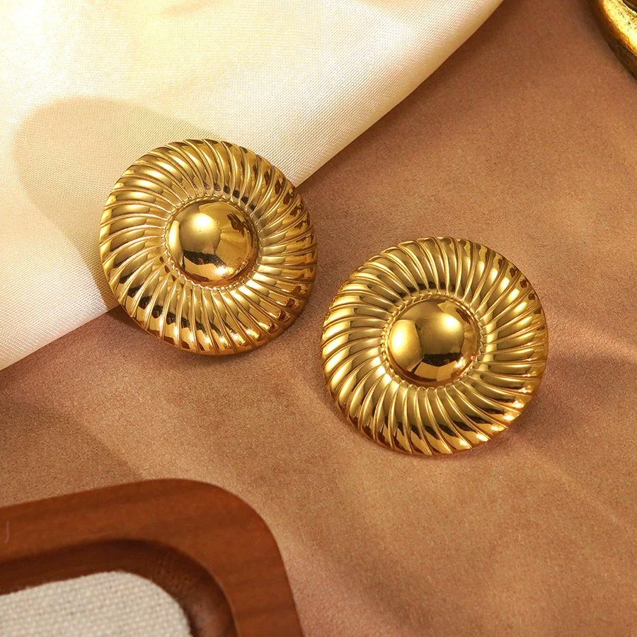 Wholesale Geometric Simple Style Electroplated Stainless Steel Circle Necklace And Earrings Set For Women - Image 4