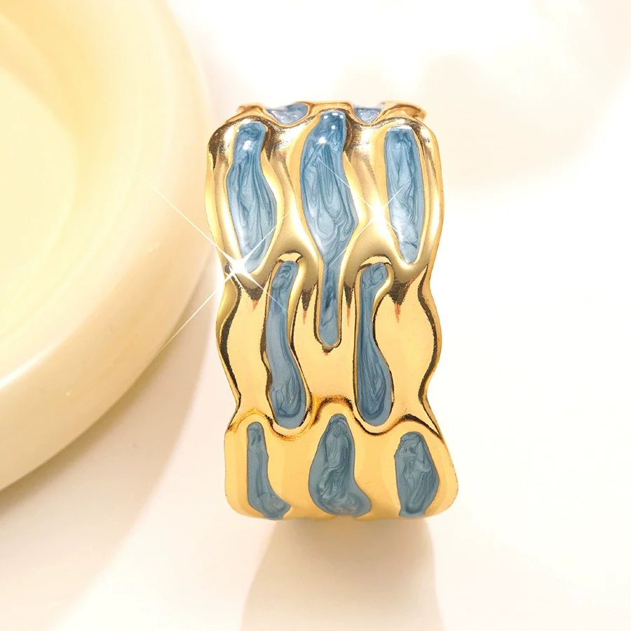 Wholesale Geometric Simple Style Stainless Steel Dripping Oil Open Bracelet Jewelry - Image 9