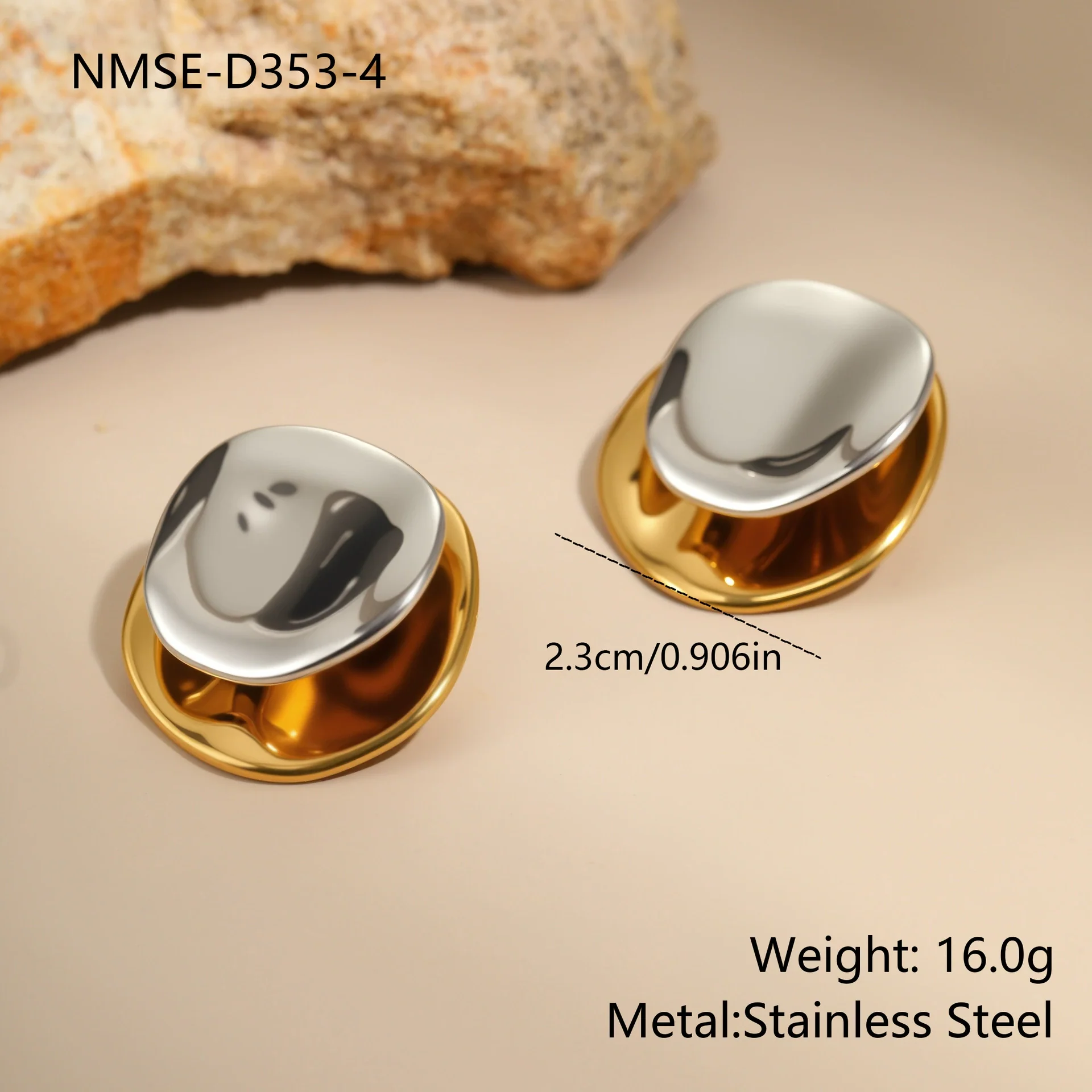 Wholesale Geometric Stainless Steel 18K Gold And Silver Electroplated Earrings For Women - Image 12