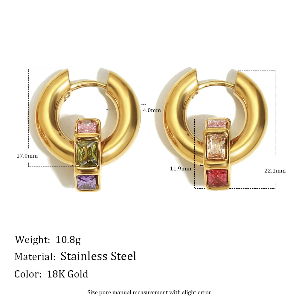 Wholesale Geometric Stainless Steel 18K Gold Plated Hoop Earrings For Women Light Luxury Style - Image 2