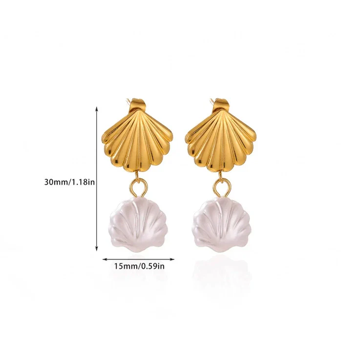 Wholesale Geometric Stainless Steel And Gold Electroplated Starfish Shell Earrings For Women And Men - Image 6