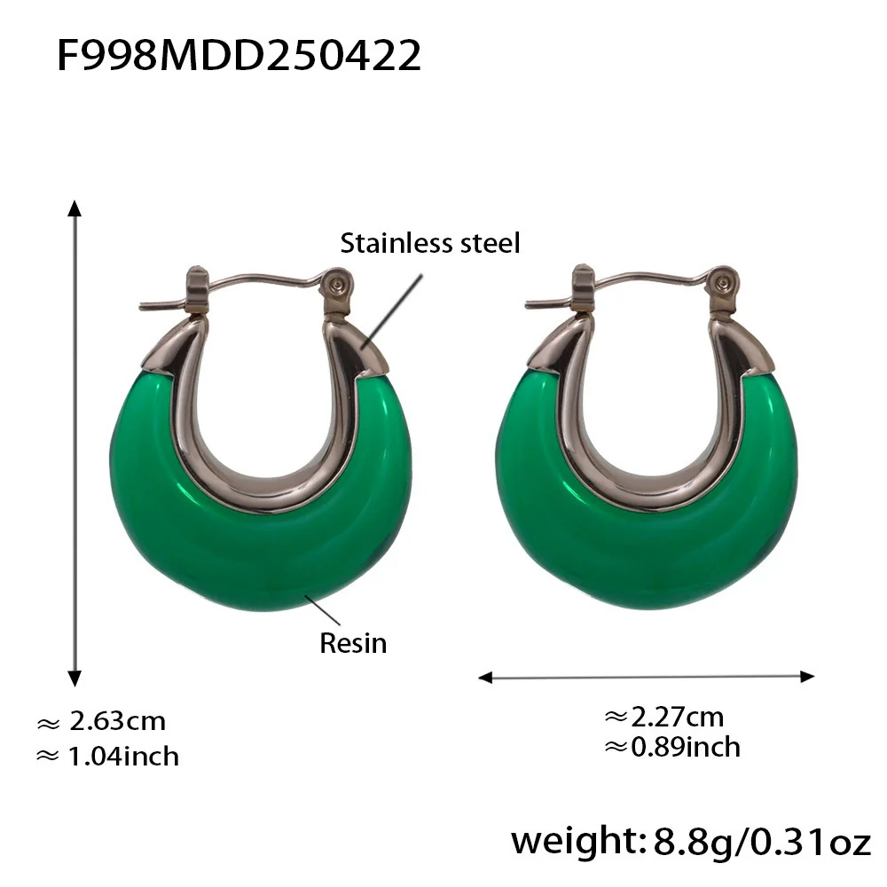 Wholesale Geometric Stainless Steel And Resin Electroplated Ushaped Ferris Wheel Earrings For Women - Image 10