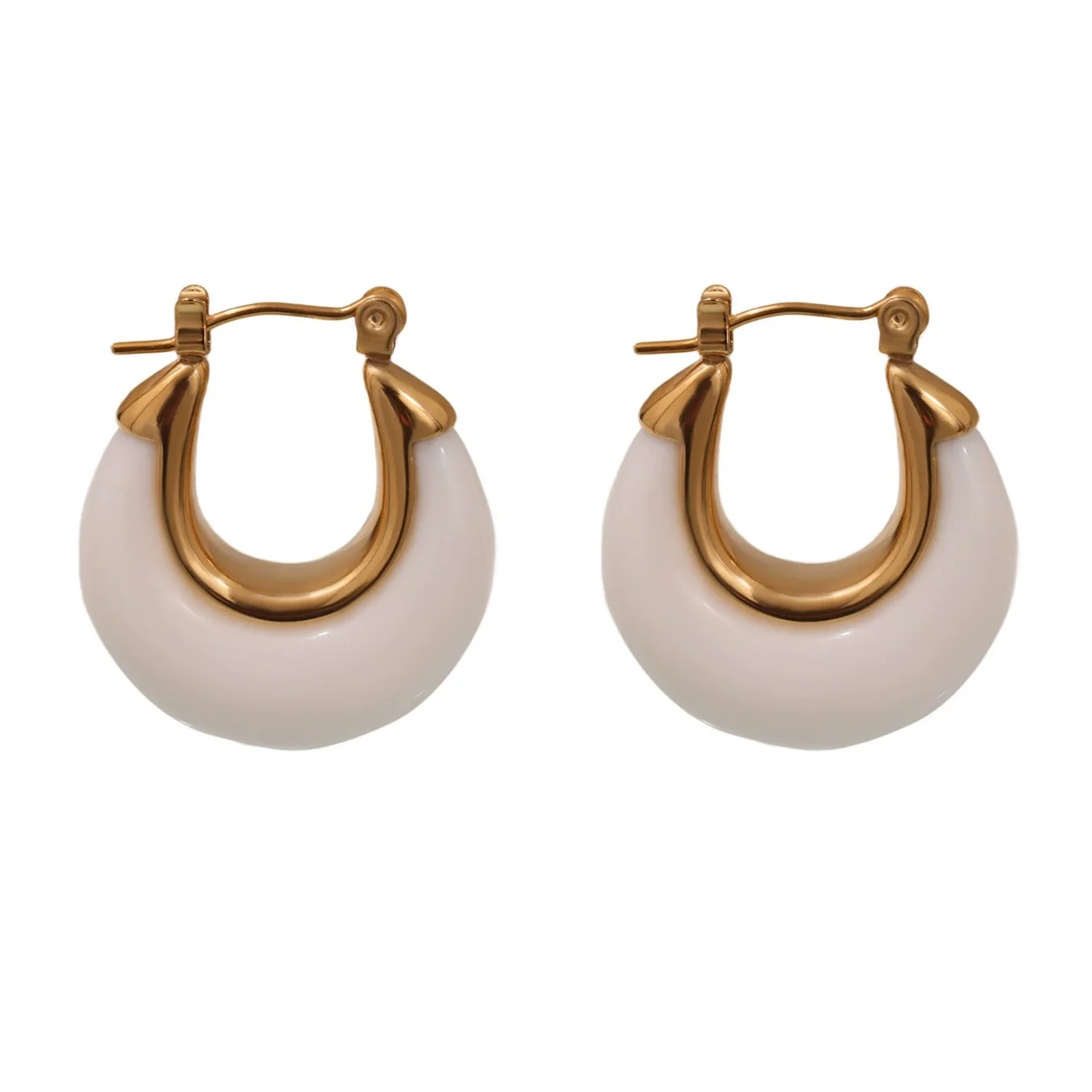 Wholesale Geometric Stainless Steel And Resin Electroplated Ushaped Ferris Wheel Earrings For Women - Image 5