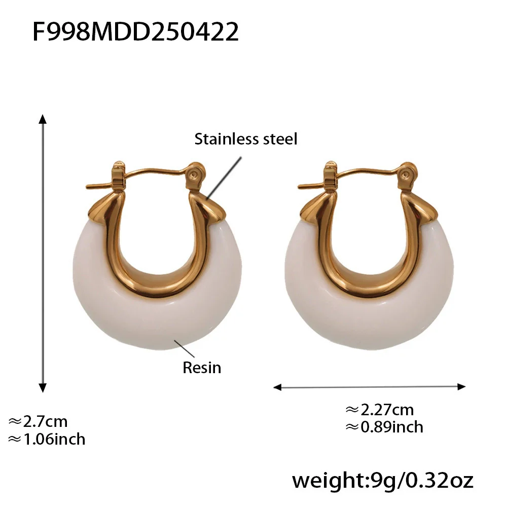 Wholesale Geometric Stainless Steel And Resin Electroplated Ushaped Ferris Wheel Earrings For Women - Image 6