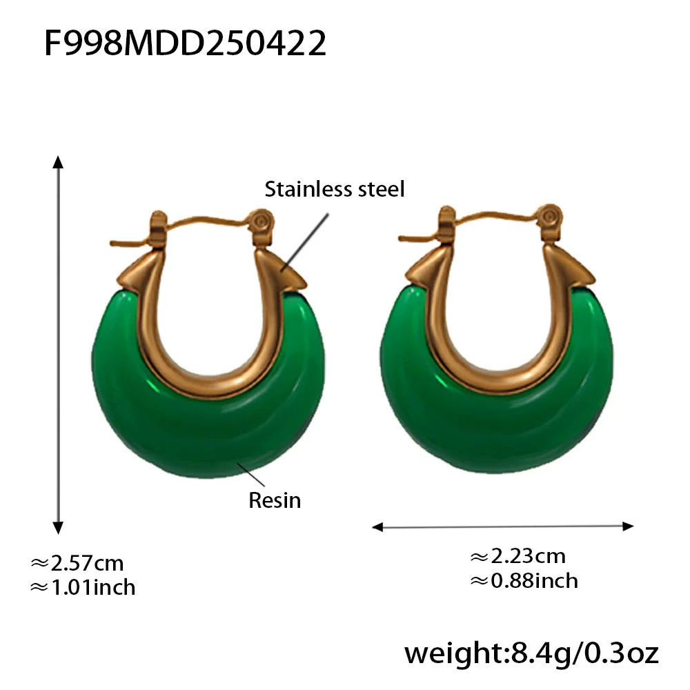 Wholesale Geometric Stainless Steel And Resin Electroplated Ushaped Ferris Wheel Earrings For Women - Image 7