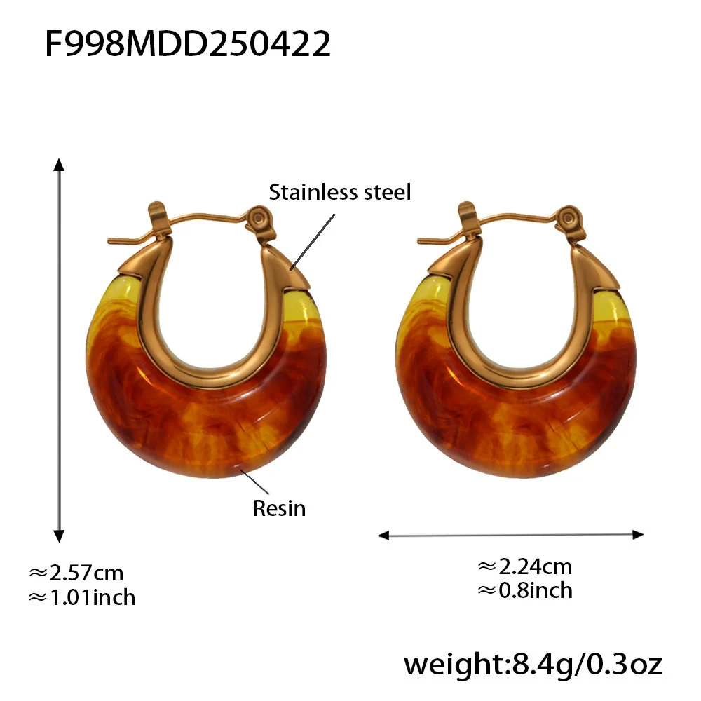 Wholesale Geometric Stainless Steel And Resin Electroplated Ushaped Ferris Wheel Earrings For Women - Image 8