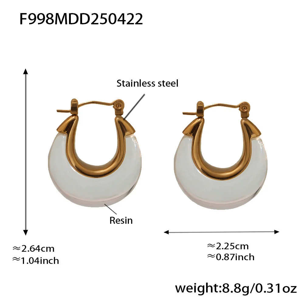 Wholesale Geometric Stainless Steel And Resin Electroplated Ushaped Ferris Wheel Earrings For Women - Image 9