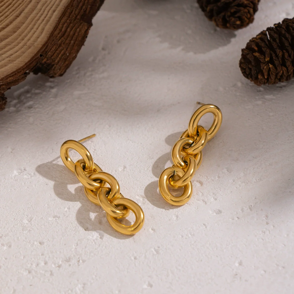 Wholesale Geometric Stainless Steel Earrings With Pvd Furnace Vacuum Real Gold Plating For Women - Image 4