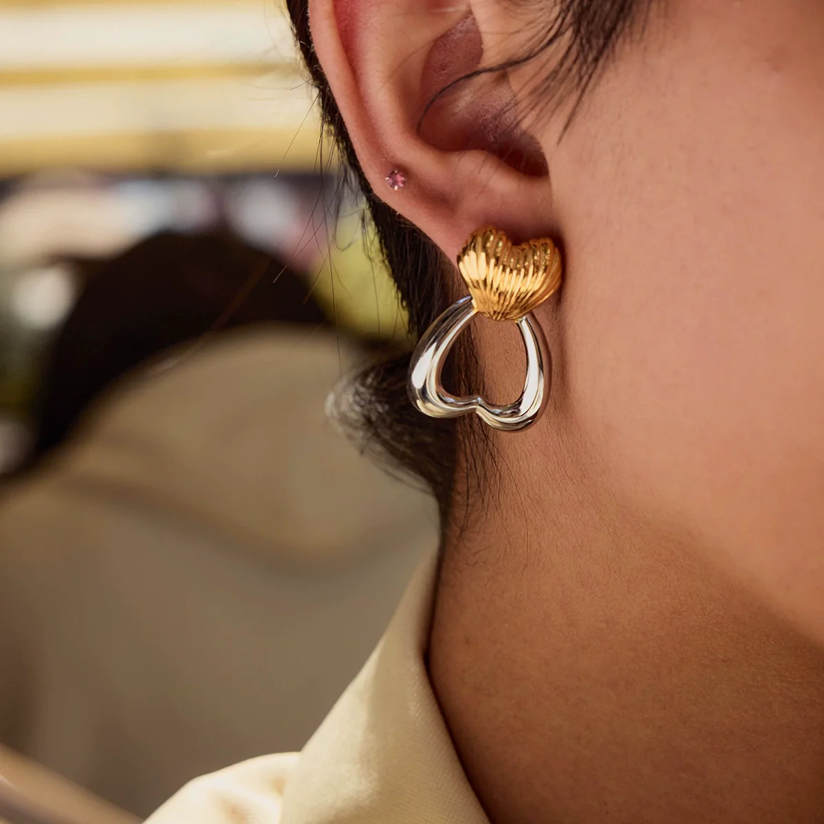 Wholesale Geometric Stainless Steel Electroplated Earrings For Women - Image 2