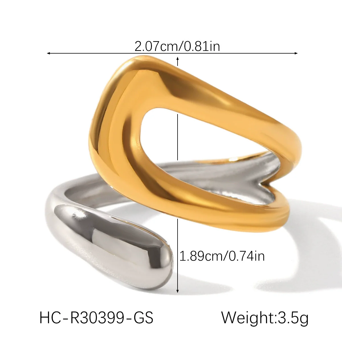 Wholesale Geometric Stainless Steel Electroplated Open Rings For Women - Image 10