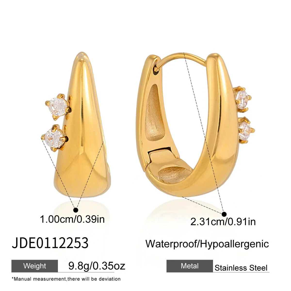 Wholesale Geometric Stainless Steel Electroplated Ushaped Zircon Earrings For Women - Image 6
