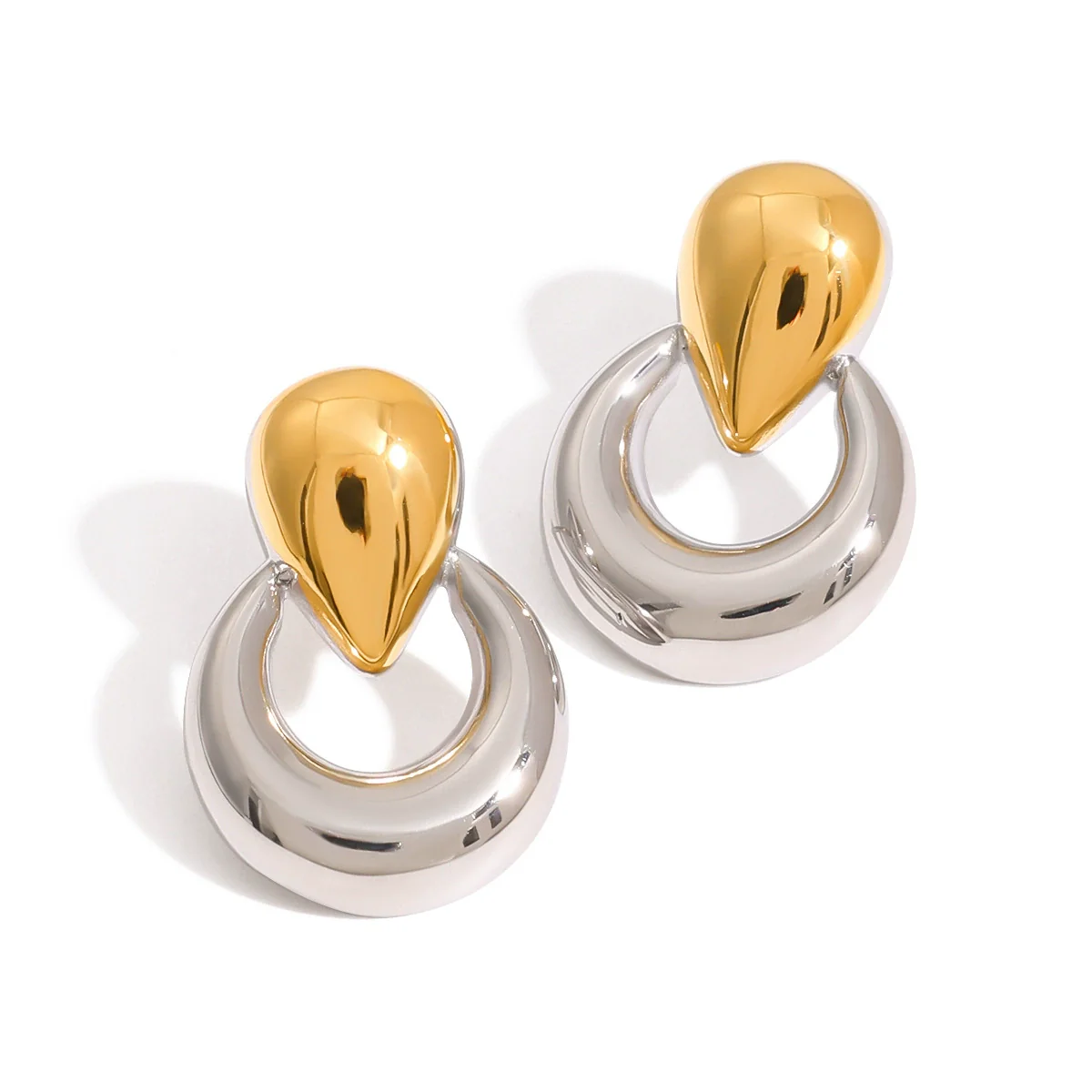 Wholesale Geometric Stainless Steel Electroplated Water Drop Earrings For Women - Image 4