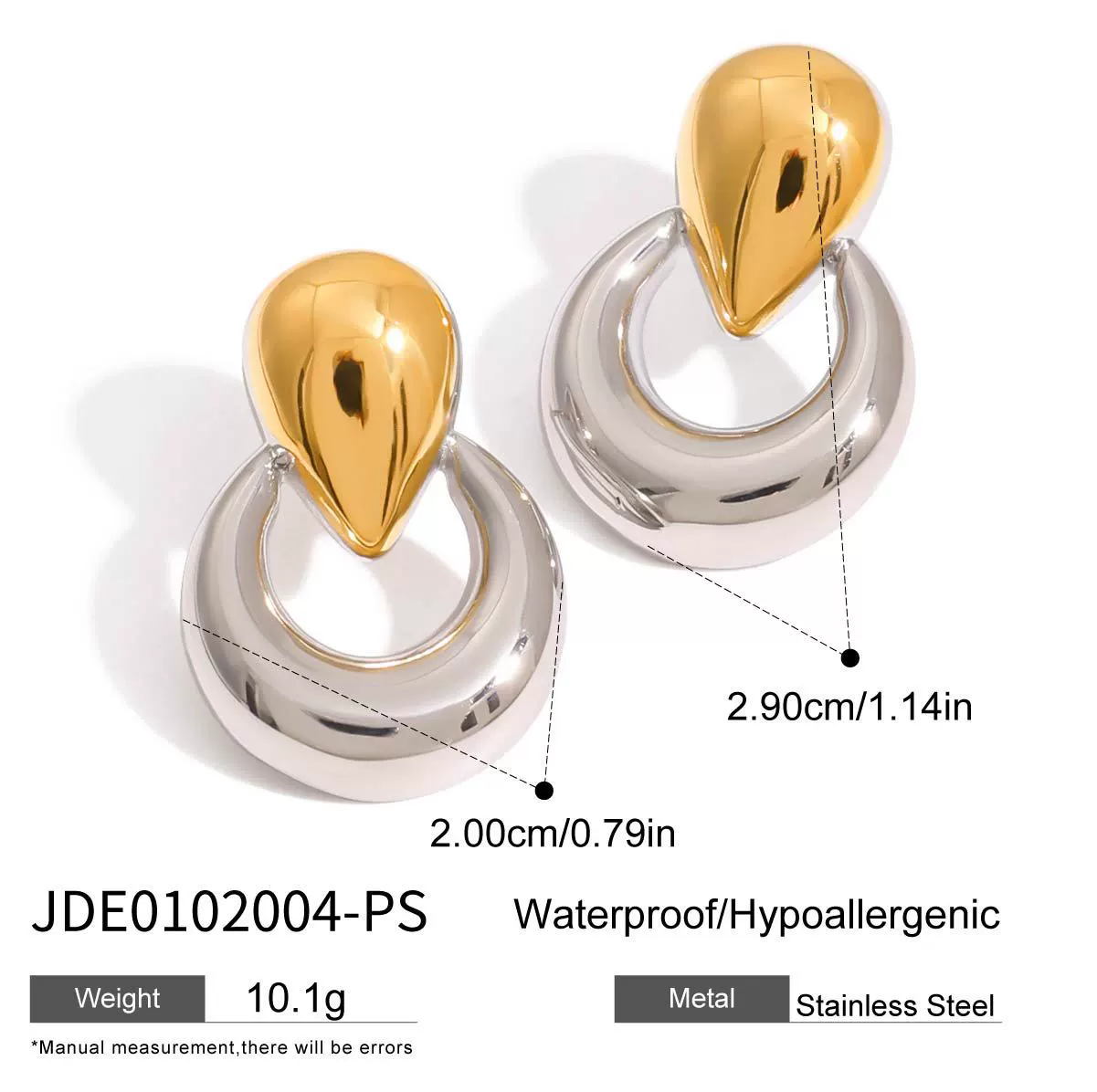 Wholesale Geometric Stainless Steel Electroplated Water Drop Earrings For Women - Image 5