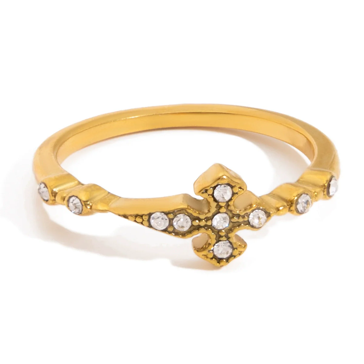 Wholesale Geometric Stainless Steel Electroplated Women's Cross Ring Accessories - Image 4