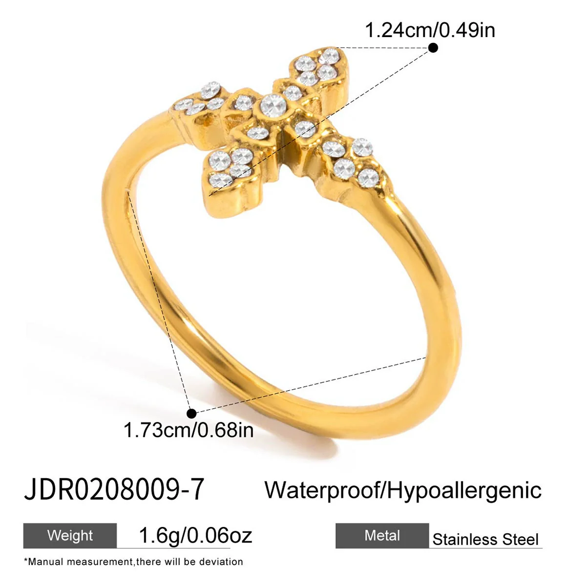 Wholesale Geometric Stainless Steel Electroplated Women's Cross Ring Accessories - Image 7