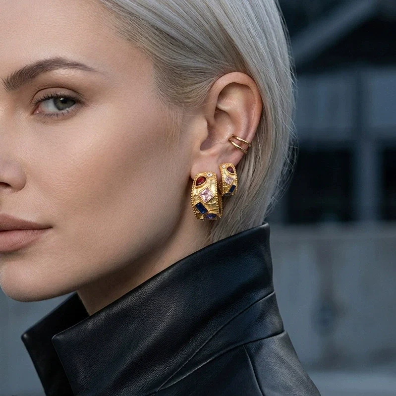Wholesale Geometric Stainless Steel Electroplated Women's Earrings - Image 2