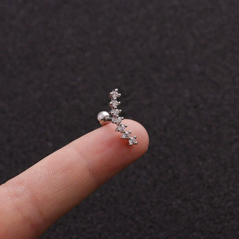 Wholesale Geometric Stainless Steel Rectangular Ear Studs With Micropaved Zircon And Original Design - Image 10