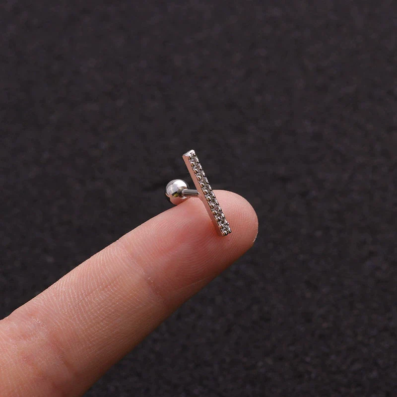Wholesale Geometric Stainless Steel Rectangular Ear Studs With Micropaved Zircon And Original Design - Image 3