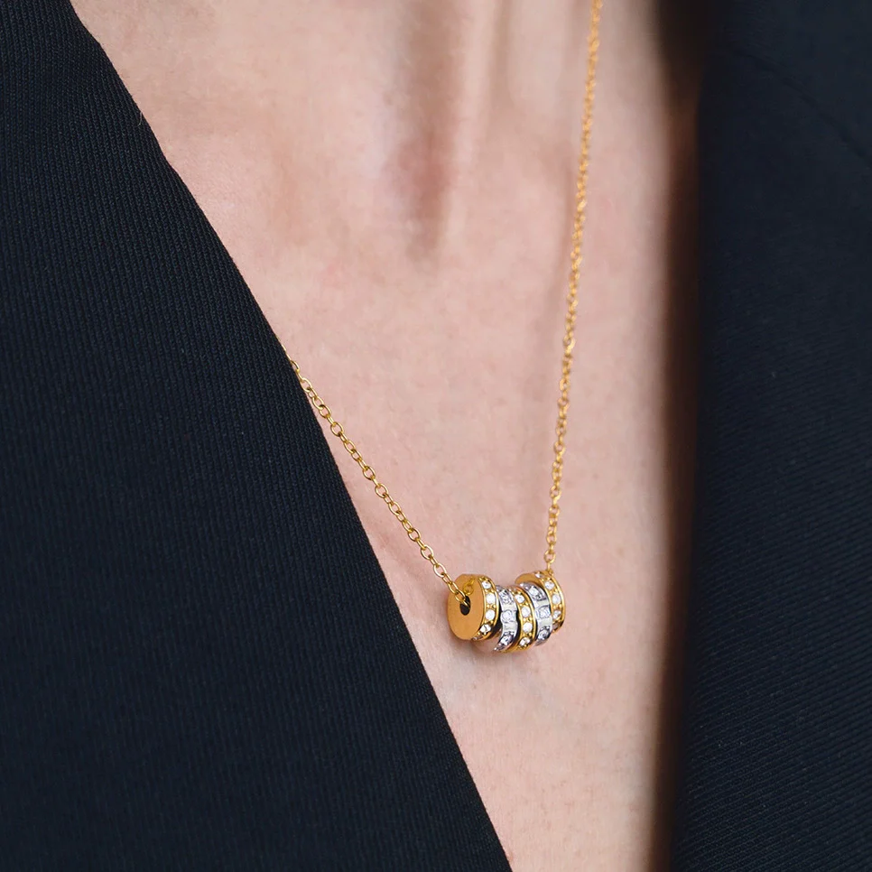 Wholesale Geometric Stainless Steel Vacuum Real Gold Plated Necklace For Women - Image 2