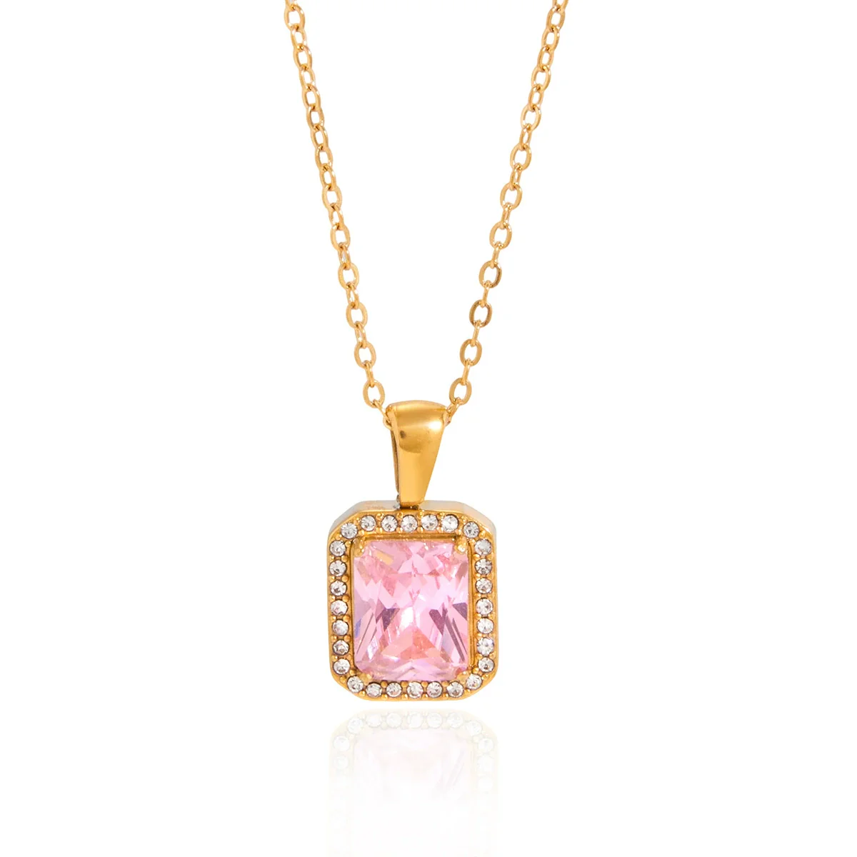 Wholesale Geometric Stainless Steel Vacuum Real Gold Plated Pendant Necklace For Women - Image 5