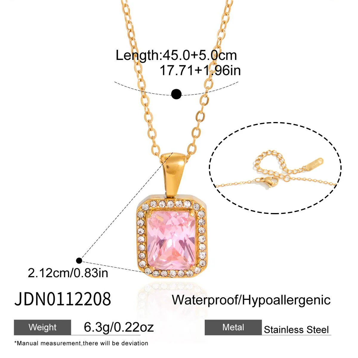 Wholesale Geometric Stainless Steel Vacuum Real Gold Plated Pendant Necklace For Women - Image 8