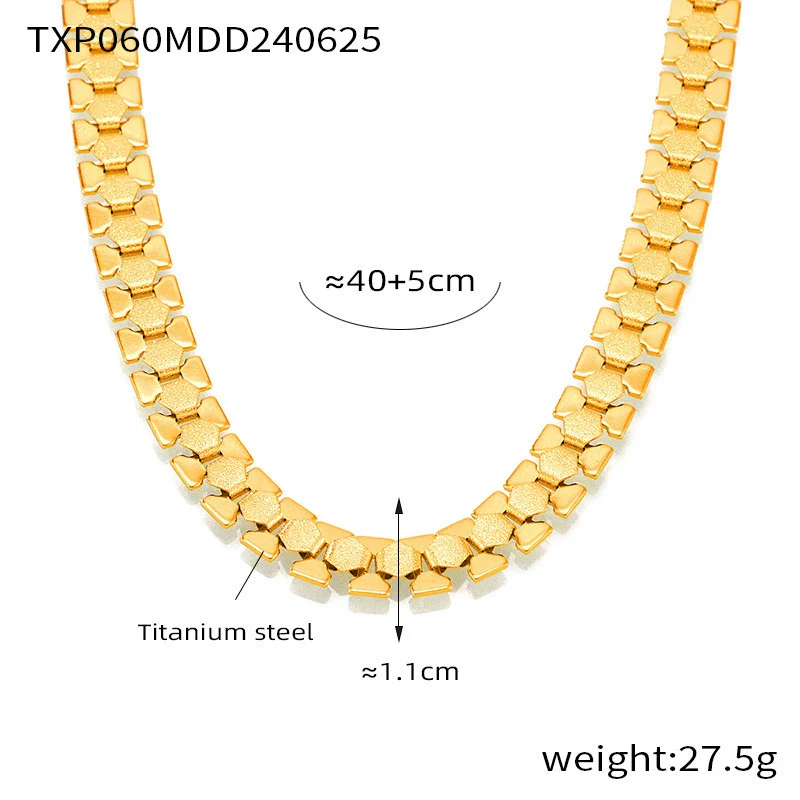 Wholesale Geometric Stitching 18K Gold Plated Titanium Steel Necklace And Bracelet Set For Women - Image 9