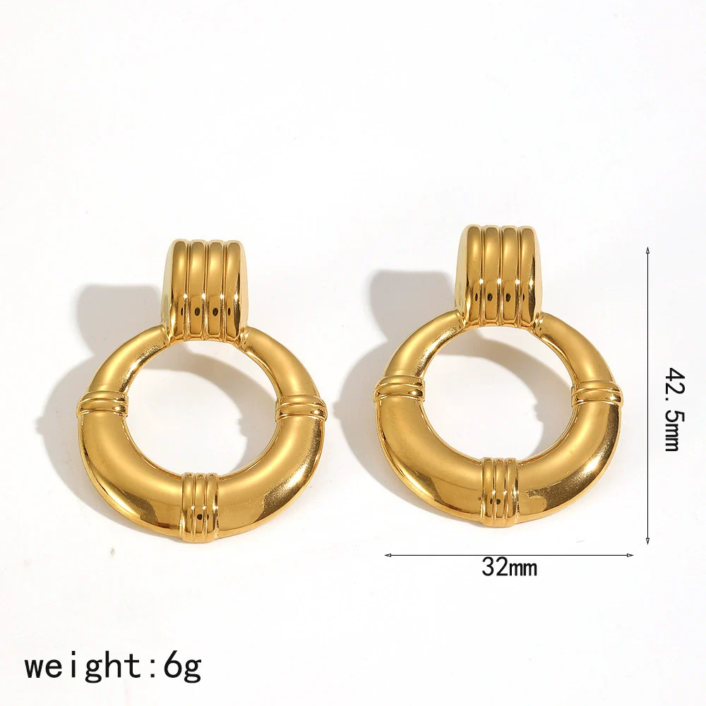 Wholesale Geometric Style Pvd Furnace Vacuum Real Gold Plated Stainless Steel Hoop Earrings For Women - Image 4