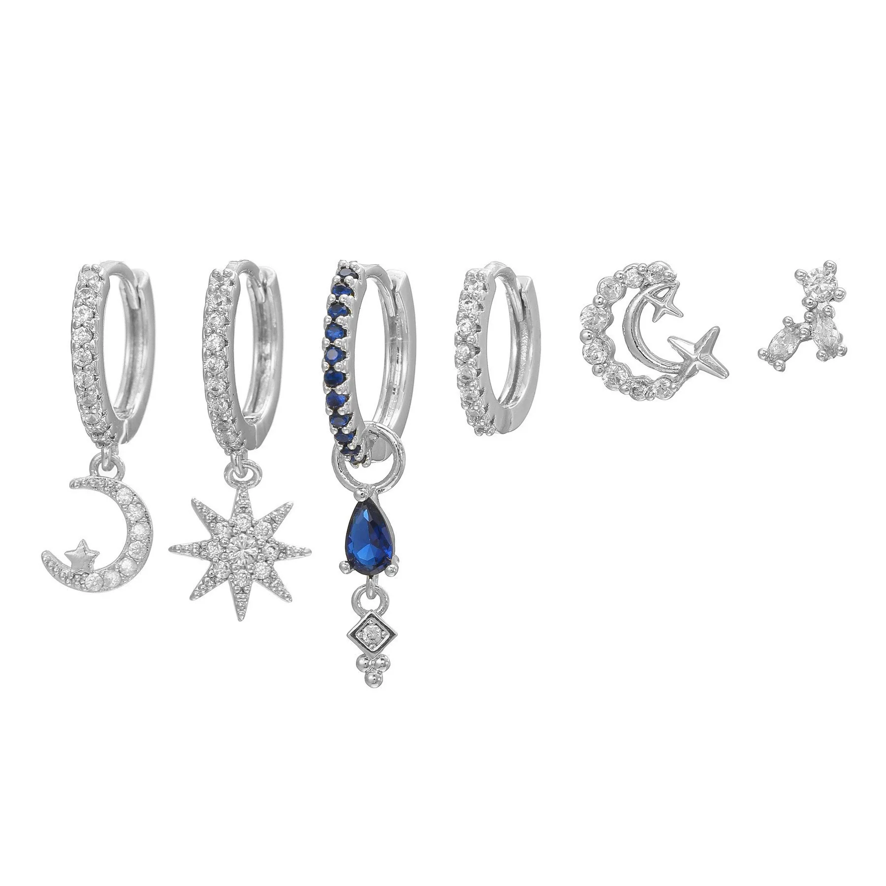 Wholesale Geometric Tassel Chain Earrings Set Copper With Colorful Zircon - Image 19