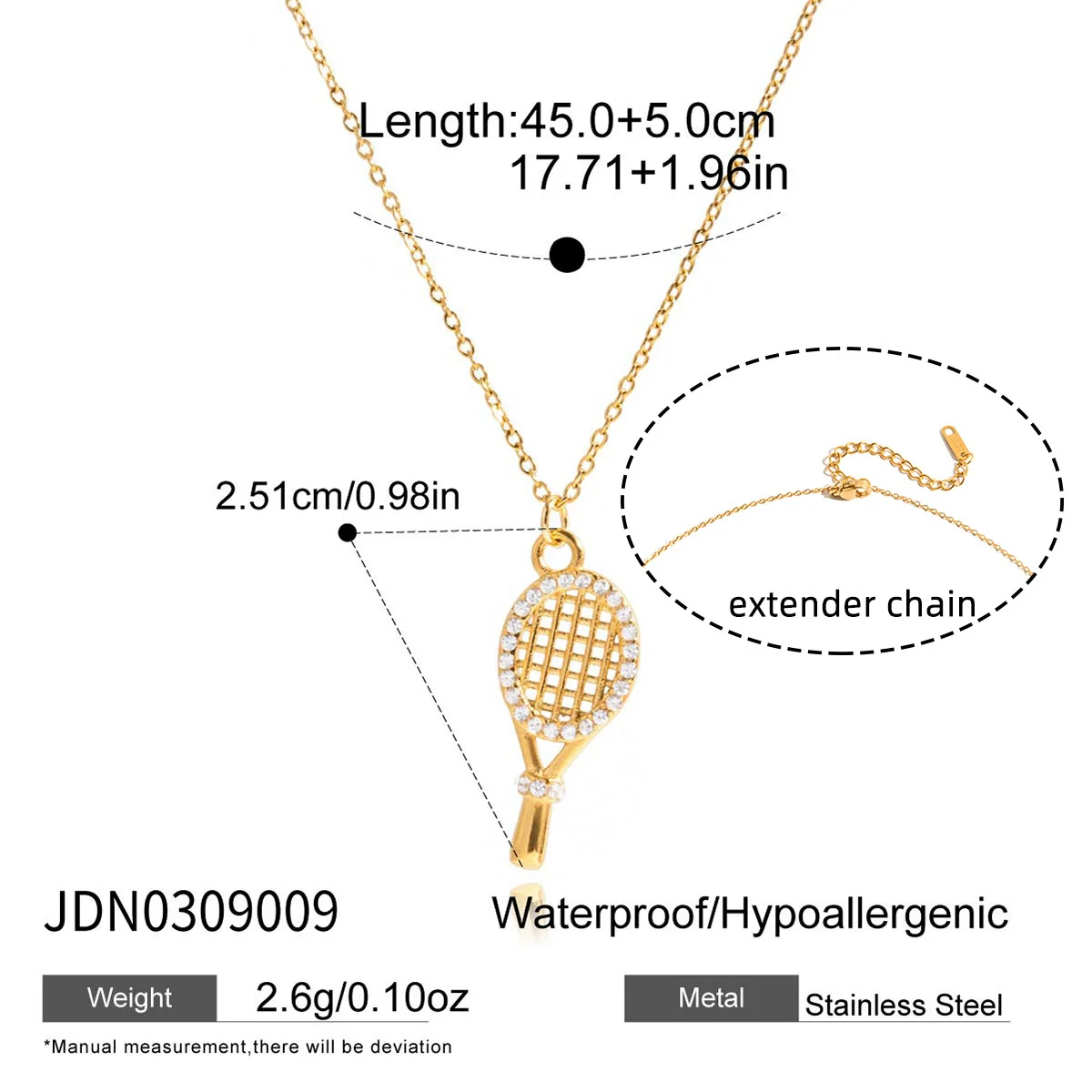 Wholesale Geometric Tennis Racket Pendant Stainless Steel Electroplated Necklace Jewelry For Women - Image 6