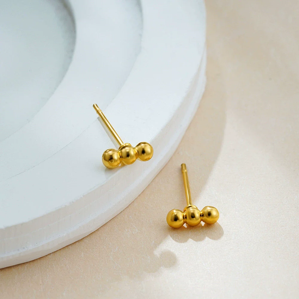 Wholesale Geometric Threepiece Earring Set Copper Electroplated Gold And Silver Mixed Color For Women - Image 4