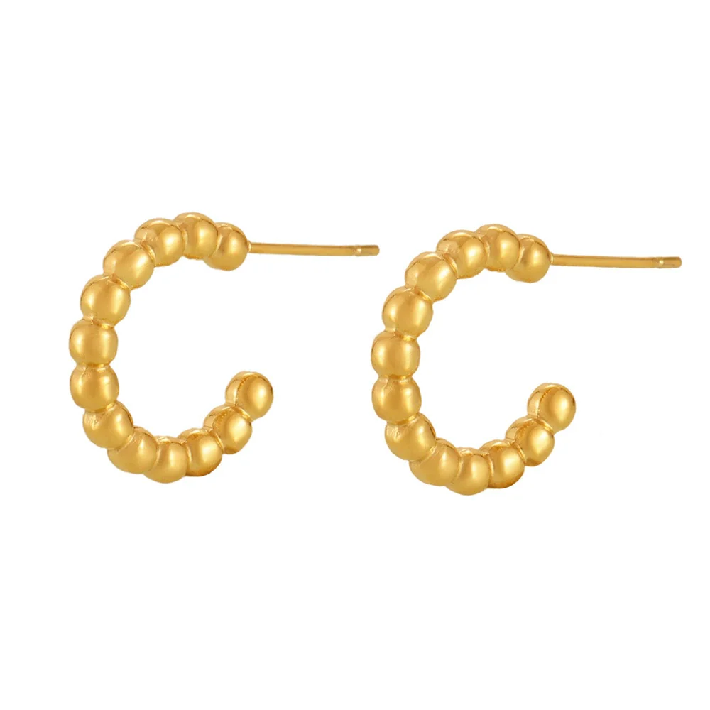 Wholesale Geometric Titanium Steel Goldplated Twist Threaded Ring Combination Earrings Unisex - Image 5