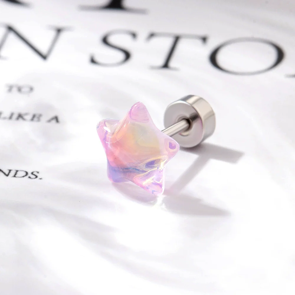 Wholesale Geometric Titanium Steel Manual Processing Sweet Women's Pentagonal Star Earrings - Image 3