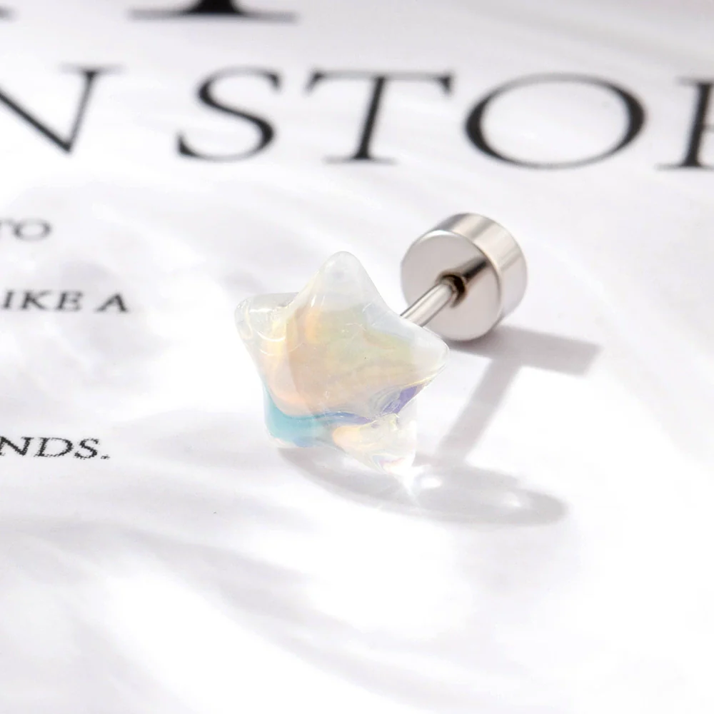 Wholesale Geometric Titanium Steel Manual Processing Sweet Women's Pentagonal Star Earrings - Image 5