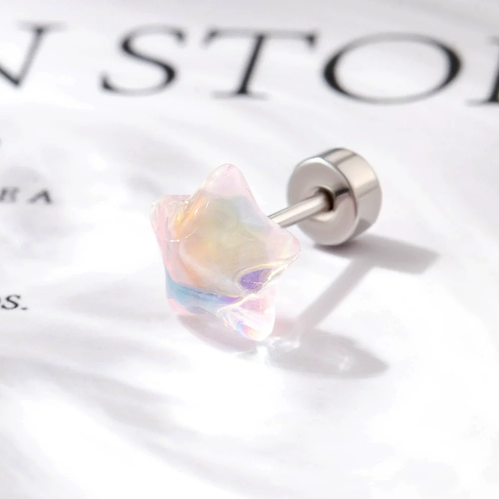 Wholesale Geometric Titanium Steel Manual Processing Sweet Women's Pentagonal Star Earrings - Image 9