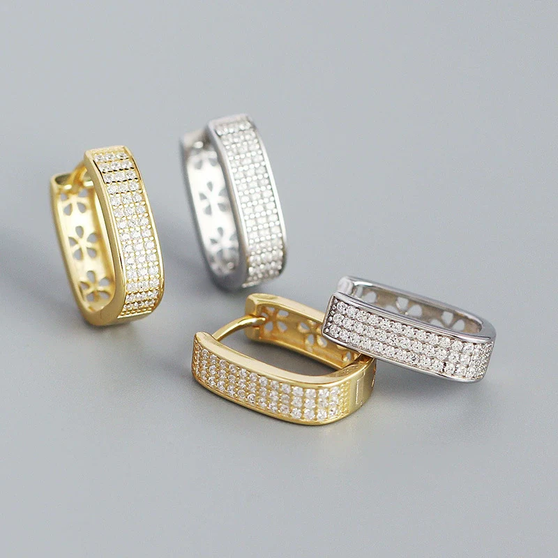 Wholesale Geometric Ushaped Micro Inlaid Zircon S925 Silver Electroplated Ear Buckle Jewelry For Women