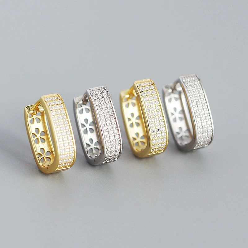 Wholesale Geometric Ushaped Micro Inlaid Zircon S925 Silver Electroplated Ear Buckle Jewelry For Women - Image 2