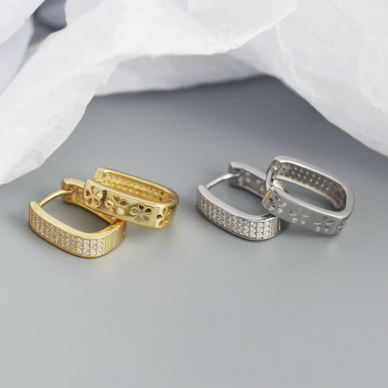Wholesale Geometric Ushaped Micro Inlaid Zircon S925 Silver Electroplated Ear Buckle Jewelry For Women - Image 4