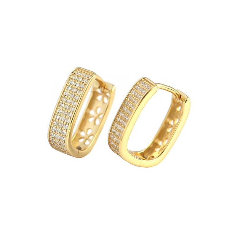 Wholesale Geometric Ushaped Micro Inlaid Zircon S925 Silver Electroplated Ear Buckle Jewelry For Women - Image 5