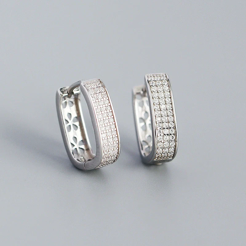 Wholesale Geometric Ushaped Micro Inlaid Zircon S925 Silver Electroplated Ear Buckle Jewelry For Women - Image 6