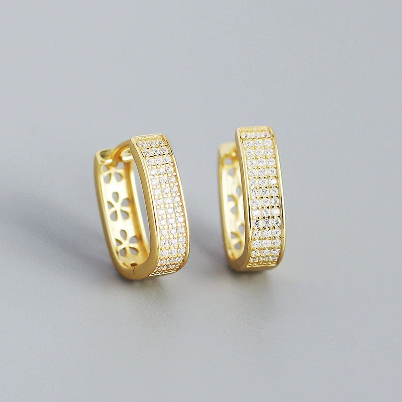 Wholesale Geometric Ushaped Micro Inlaid Zircon S925 Silver Electroplated Ear Buckle Jewelry For Women - Image 7