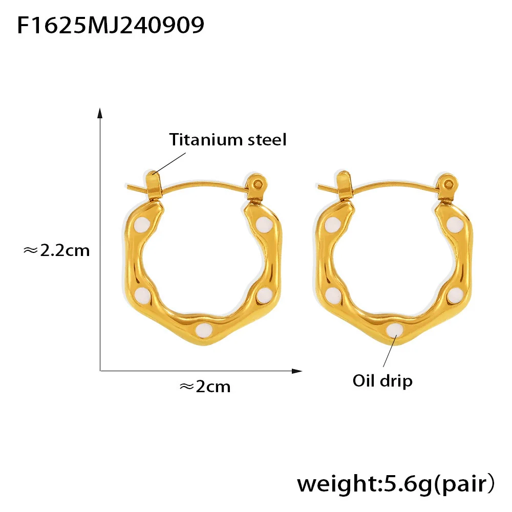 Wholesale Geometric Ushaped Oil Drop Titanium Steel And Stainless Steel Electroplated Earrings For Women - Image 7