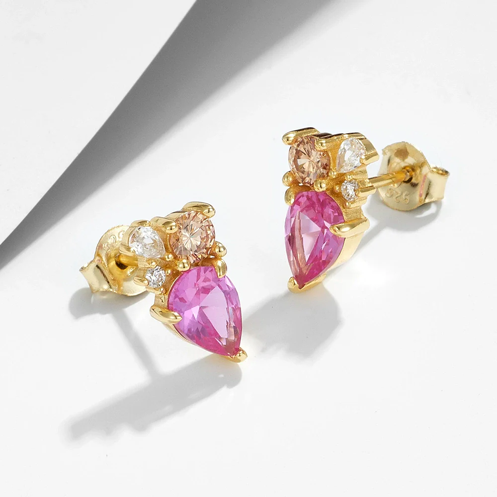 Wholesale Geometric Water Drop Zircon Sterling Silver Earrings For Women With Diamond Treatment - Image 2