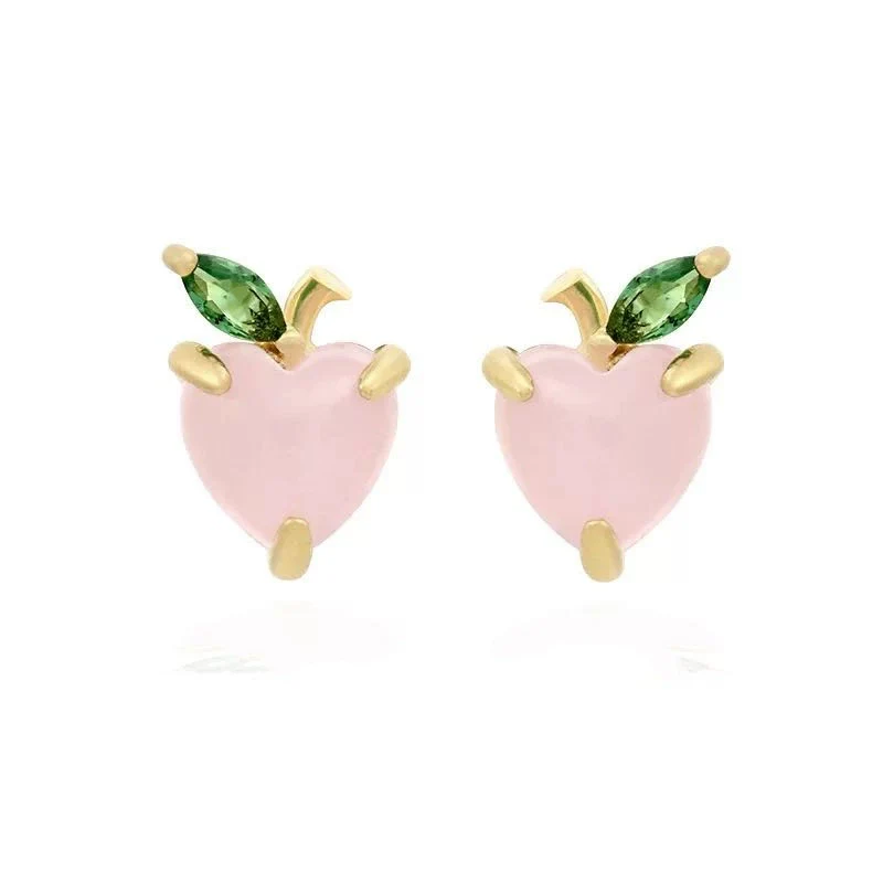 Wholesale Girls Cute Fruit Style Zircon Earrings Made Of Environmental Protection Copper With 925 Silver Needle And Real Gold Plating - Image 10