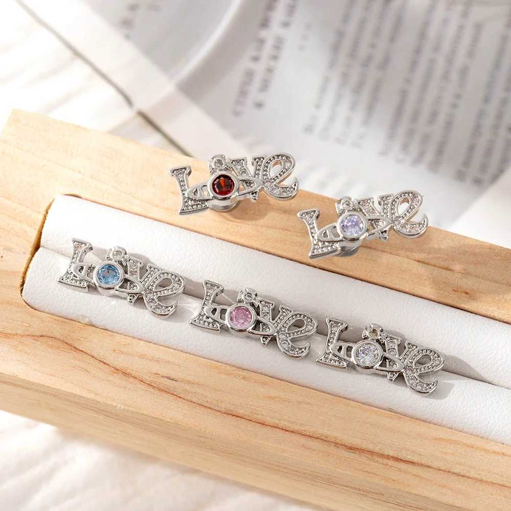 Wholesale Girls Titanium Steel Ear Nails With Geometric Design And Inlaid Zircon - Image 3